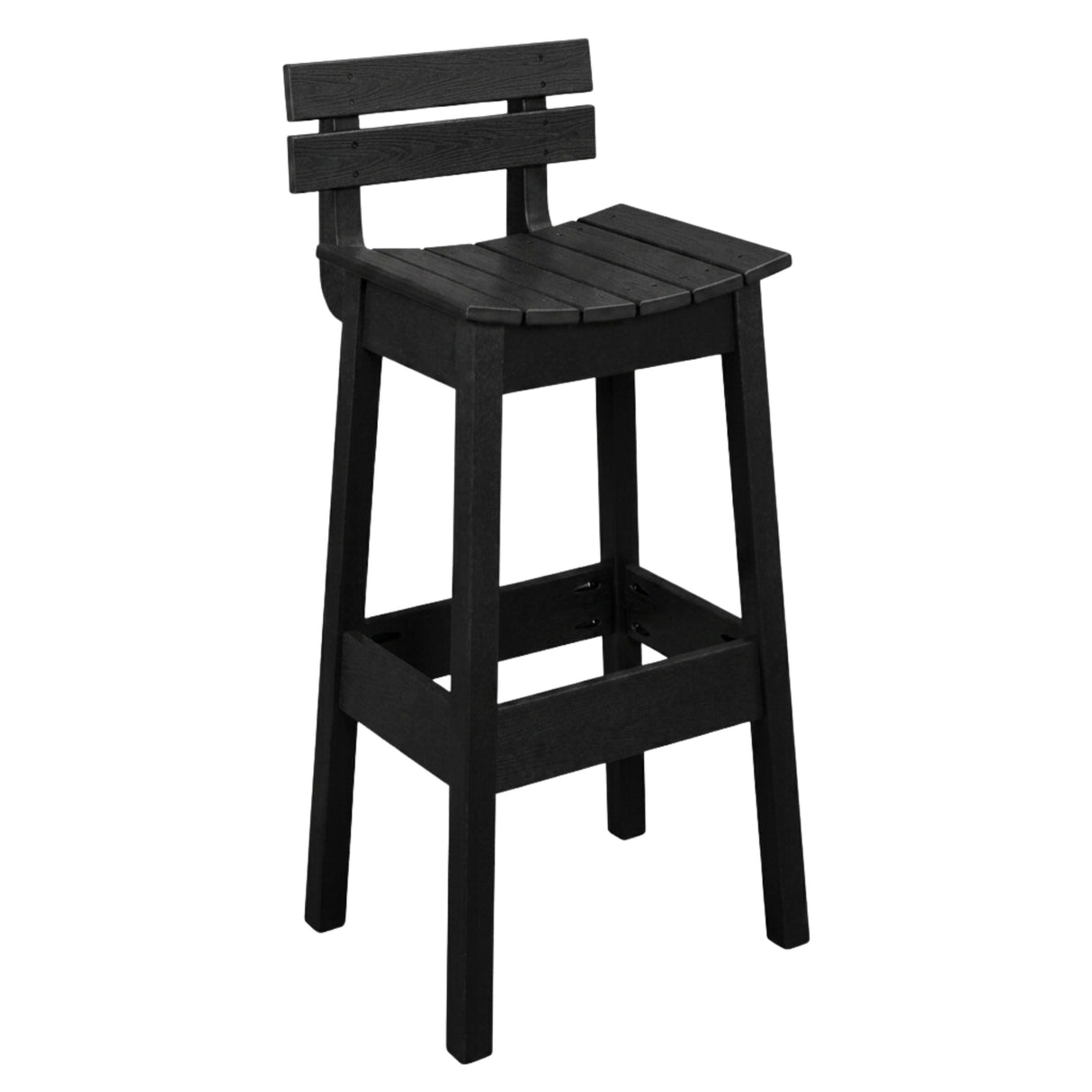 Outdoor Bar Stool with Back Poly Amish Classic - Black