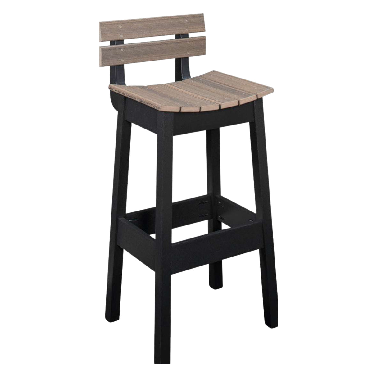 Outdoor Bar Stool with Back Poly Amish Classic - Coastal Gray & Black