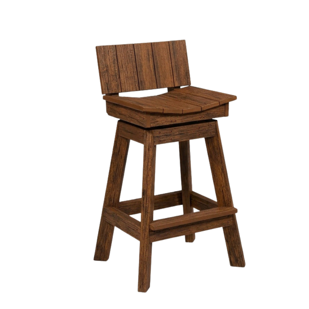 Outdoor Swivel Bar Stool with Back Deluxe Amish Poly - Antique Mahogany