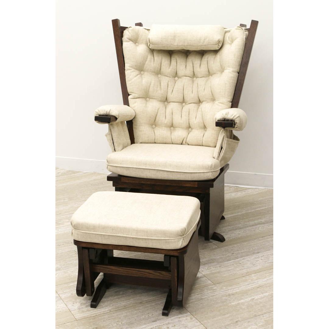 Mission Oak Wood Swivel Glider Rocker & Ottoman | ASB-4274-K