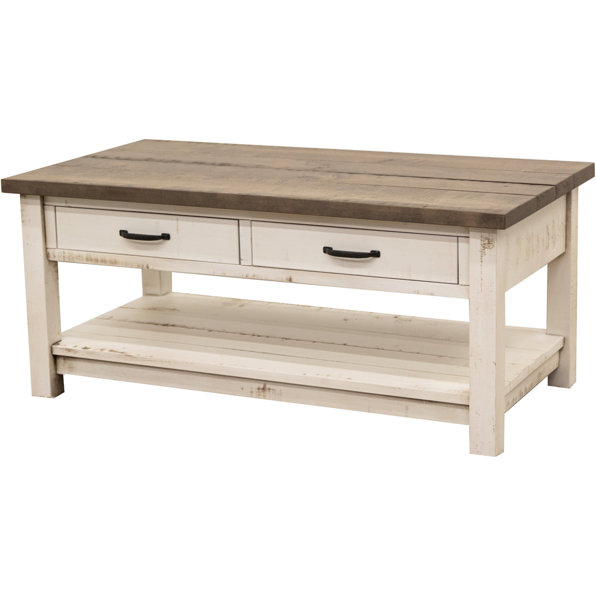 Arcadia White & Wood Rectangle Open Coffee Table | M-CS&DCD