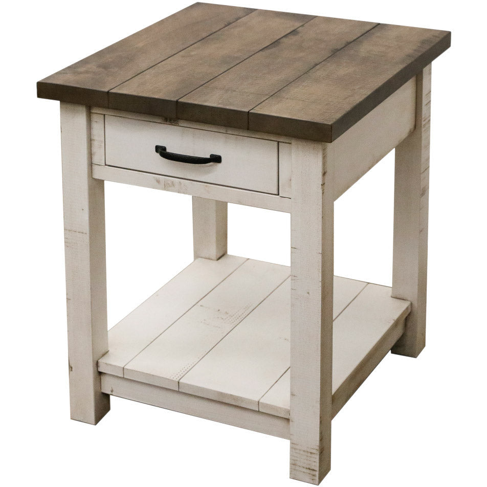 Arcadia White & Wood Large Square Open End Table | M-CS&DCD