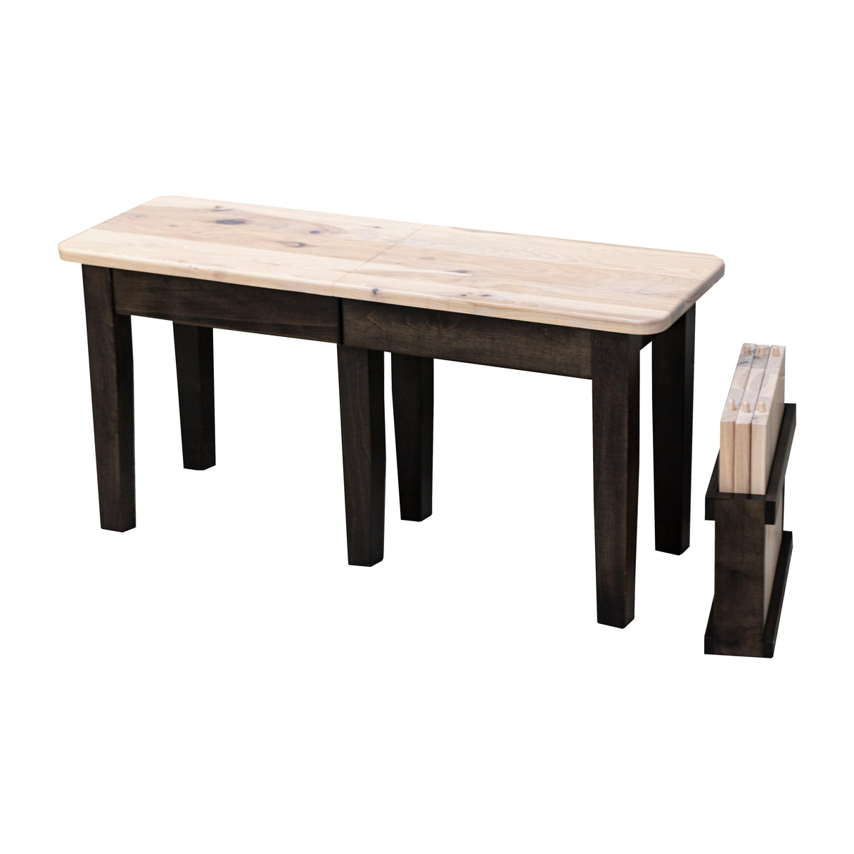 Shaker Leg Black & Wood Expandable Dining Bench | M-DK&RH-SW