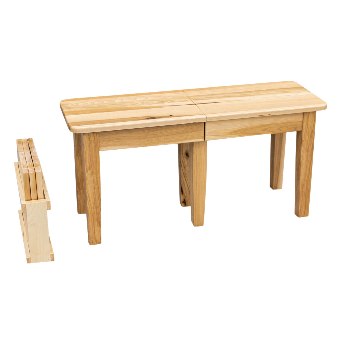 Shaker Leg Hickory Wood Expandable Dining Bench | NAT