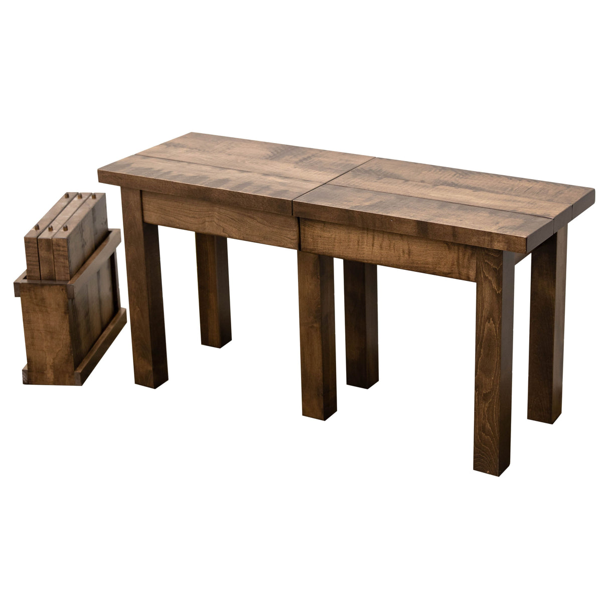Straight Leg Maple Wood Expandable Dining Bench | CO