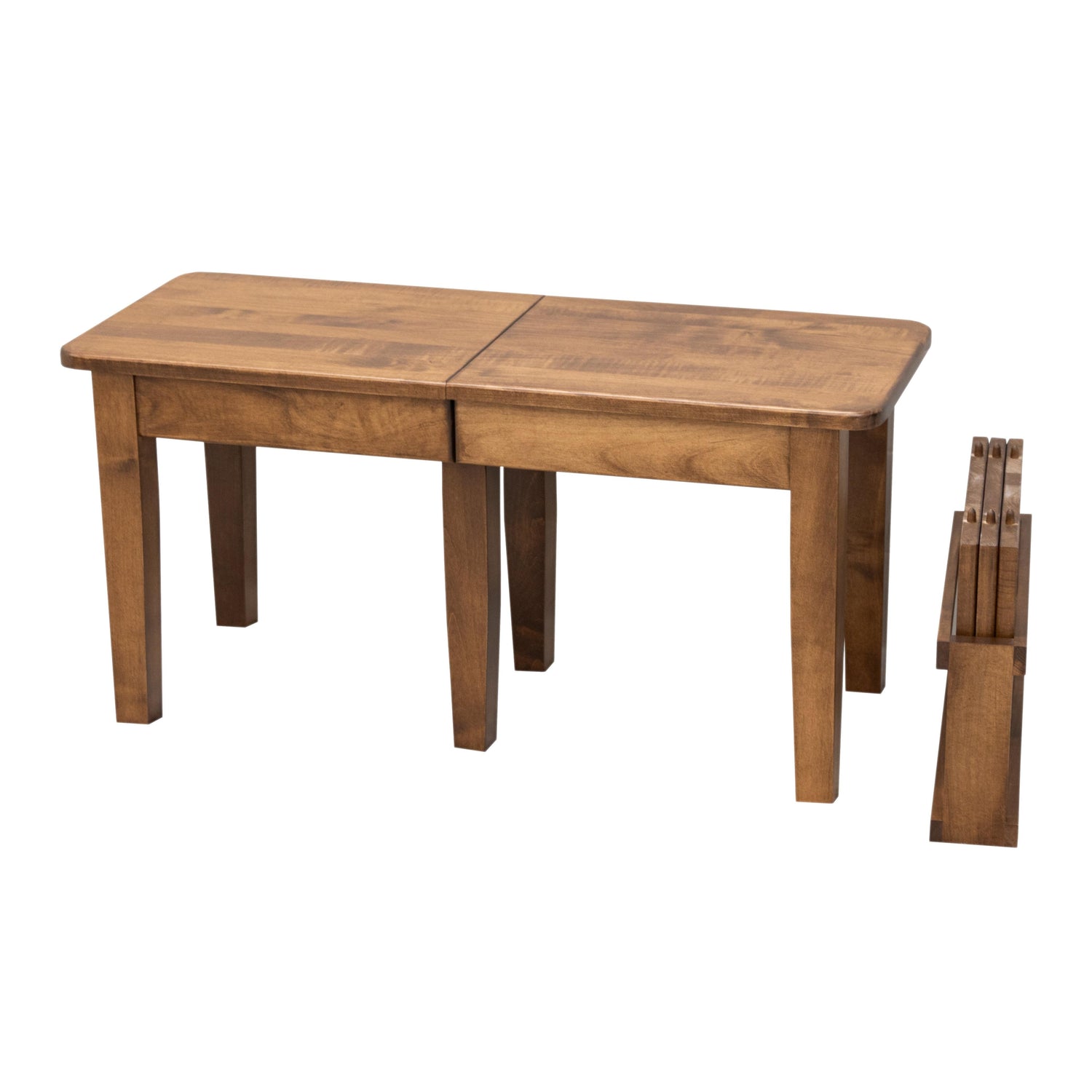 Shaker Leg Maple Wood Expandable Dining Bench | HC