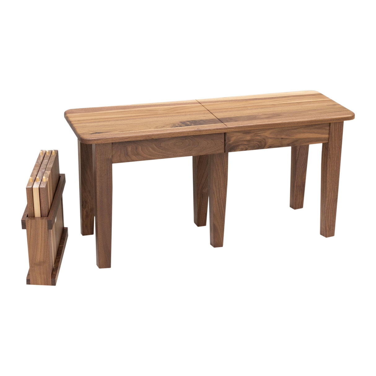Shaker Leg Walnut Wood Expandable Dining Bench | NAT