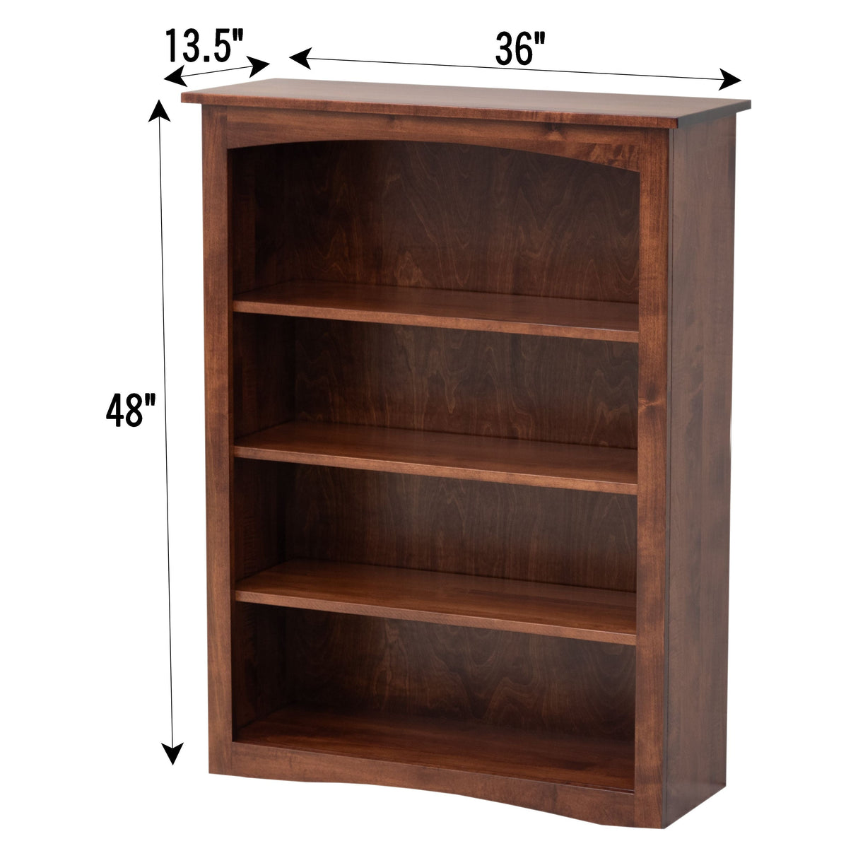 Shaker Solid Maple Wood 48" Bookcase | CO