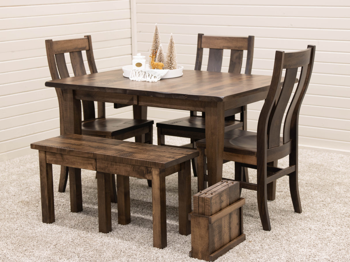 Straight Leg Maple Wood Expandable Dining Bench | CO