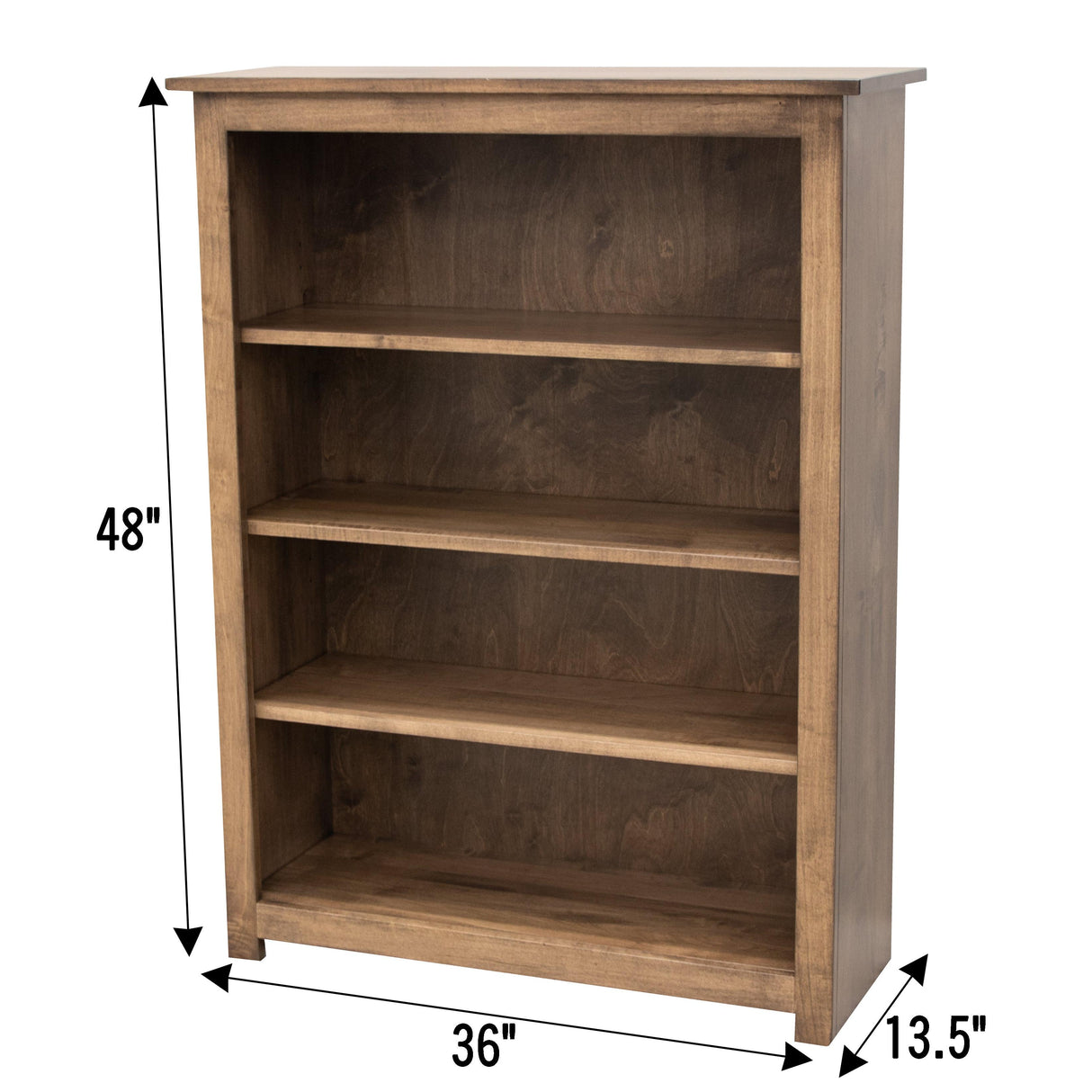 Straight Shaker Solid Maple Wood 48" Bookcase | CO