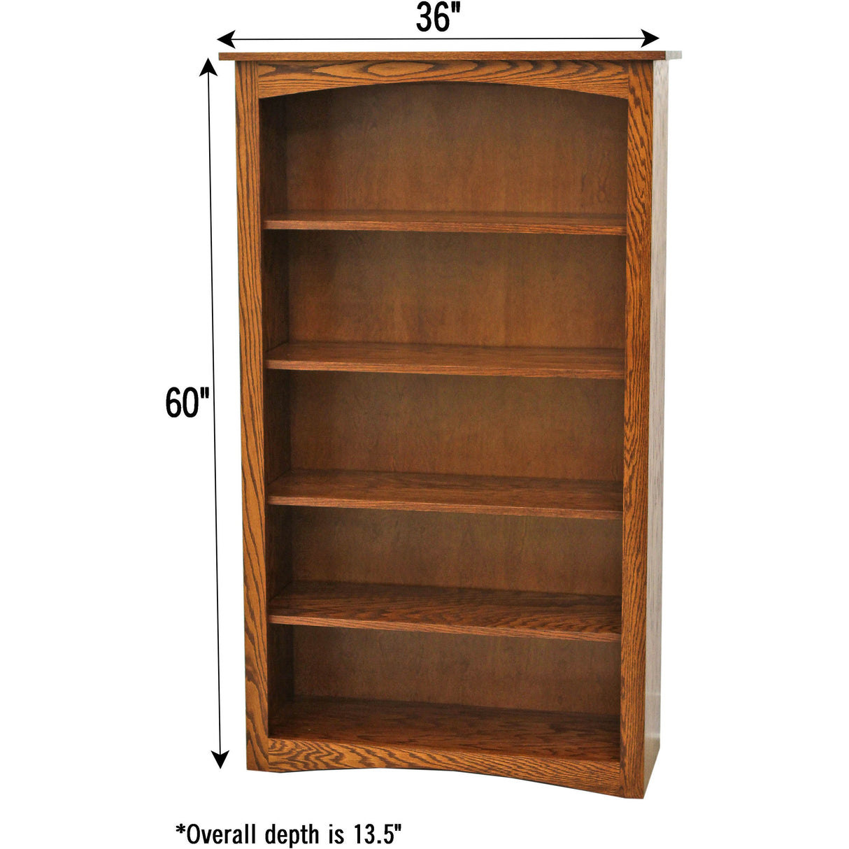 Shaker Solid Oak Wood 60" Bookcase | MC