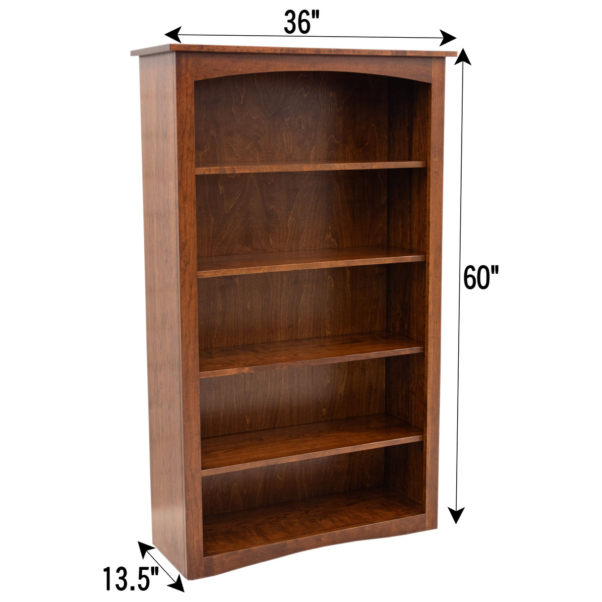 Shaker Solid Cherry Wood 60" Bookcase | MC