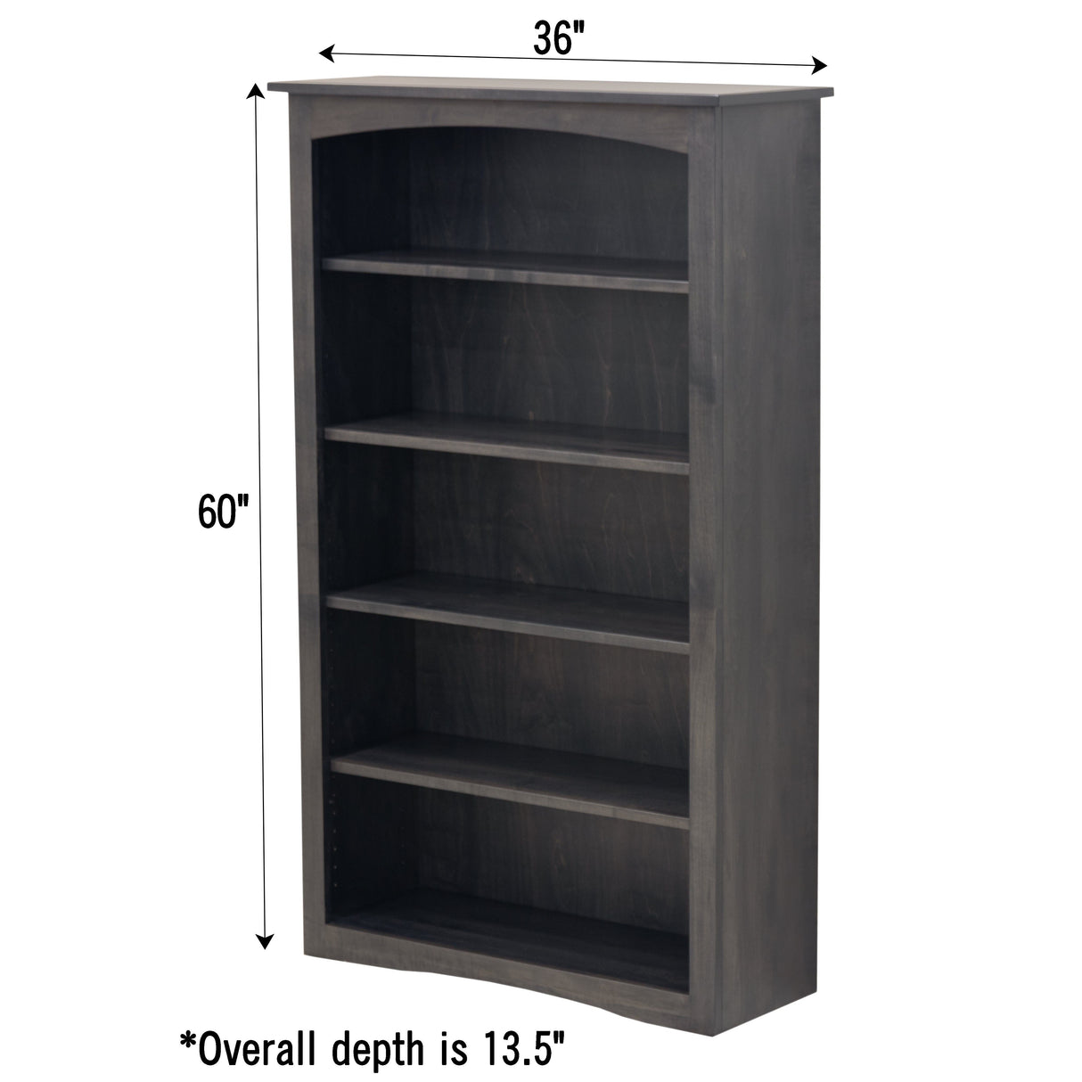 Shaker Solid Maple Wood 60" Bookcase | DK
