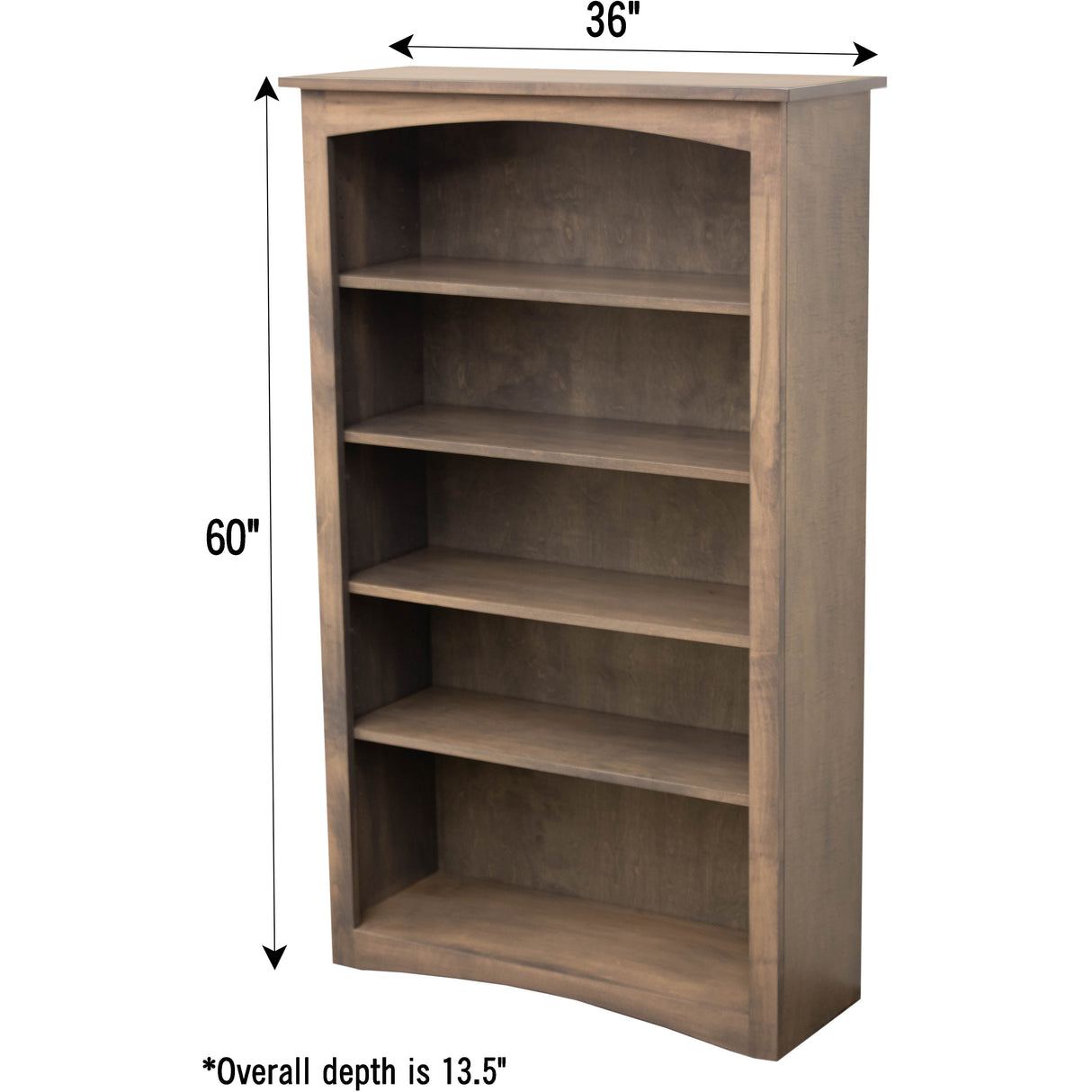 Shaker Solid Maple Wood 60" Bookcase | DB