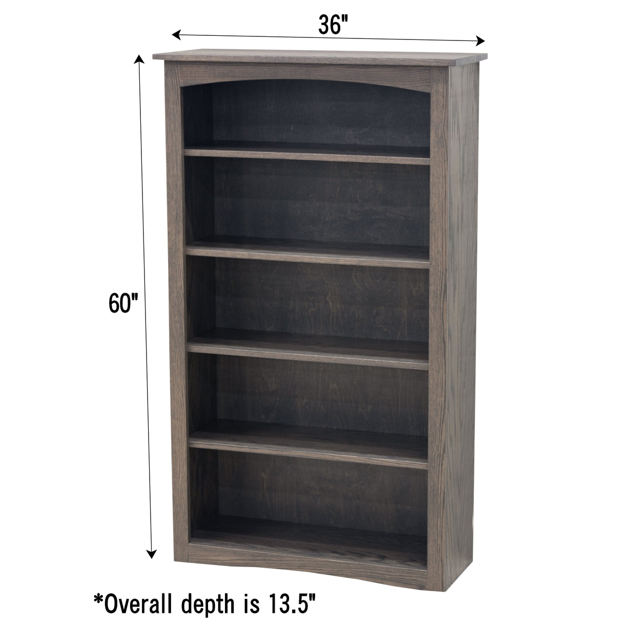 Shaker Solid Oak Wood 60" Bookcase | SB