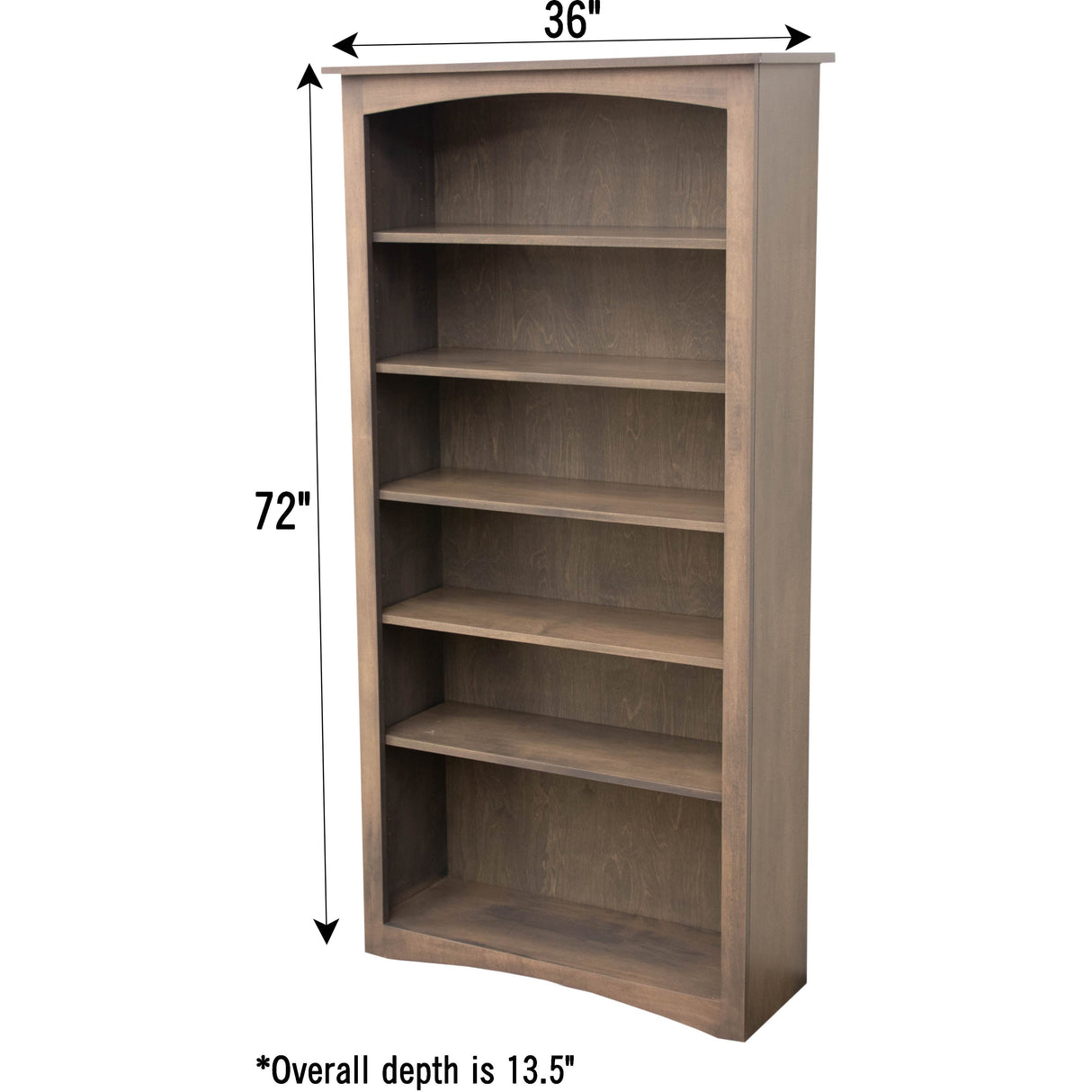 Shaker Solid Maple Wood 72" Bookcase | DB