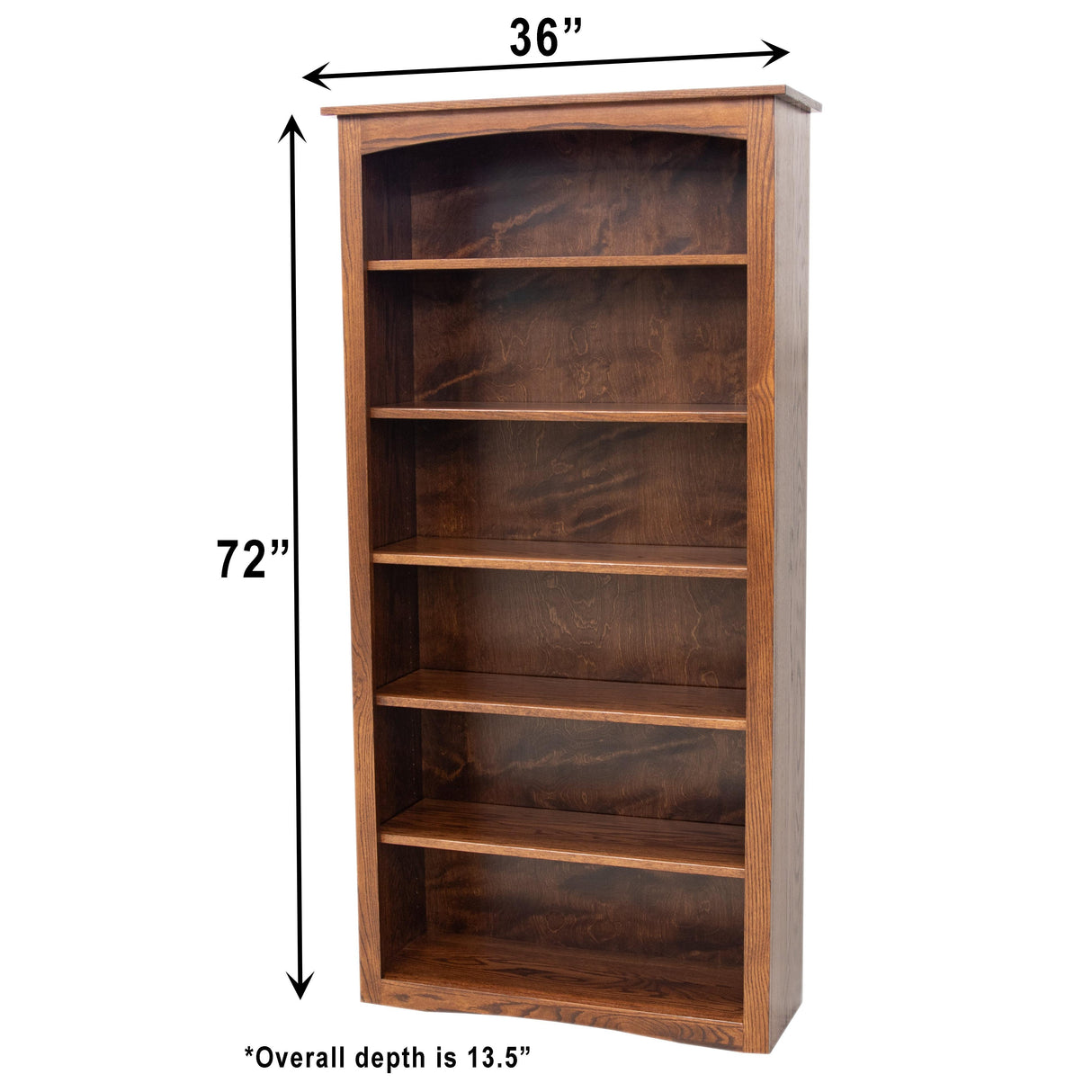 Shaker Solid Oak Wood 72" Bookcase | S-14