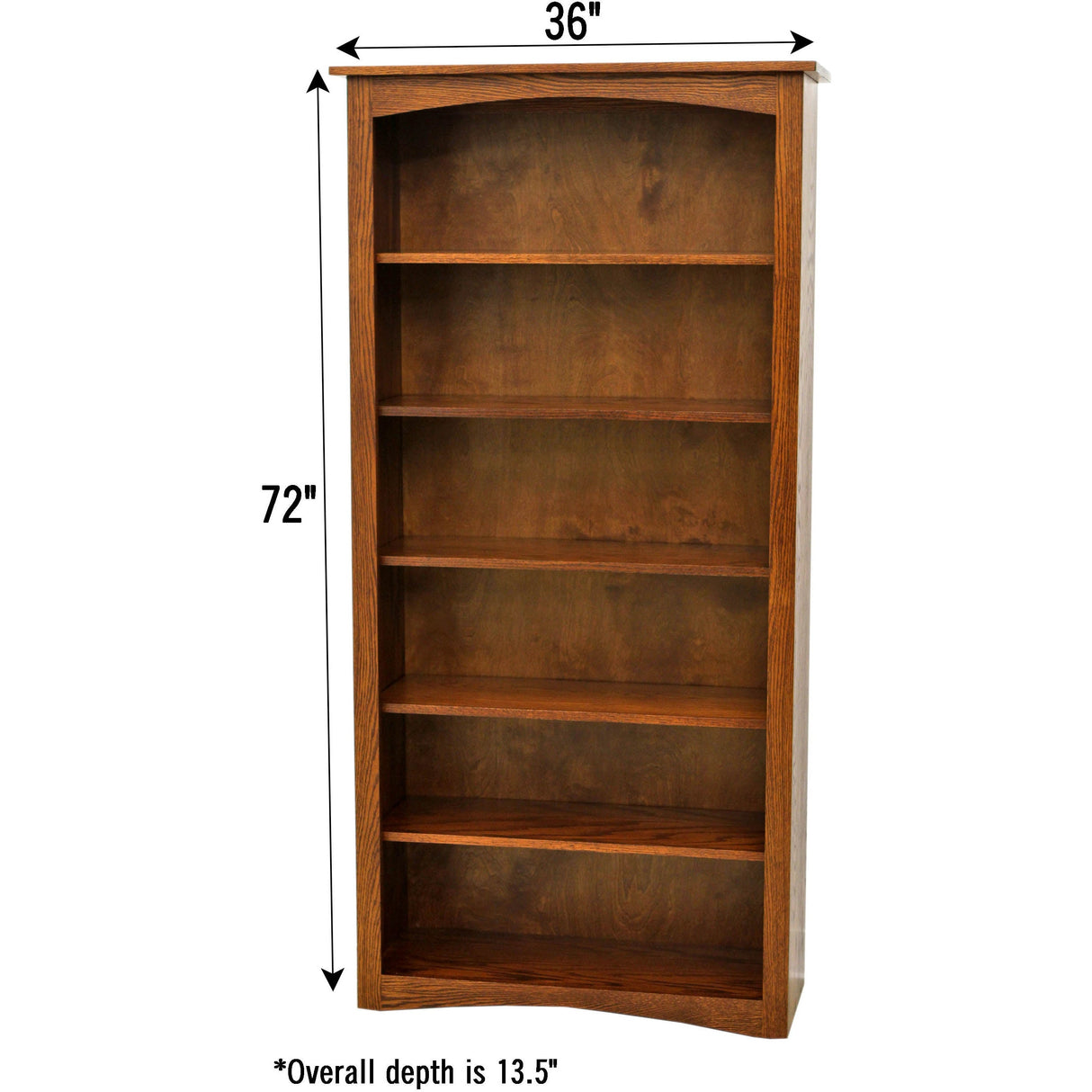 Shaker Solid Oak Wood 72" Bookcase | MC
