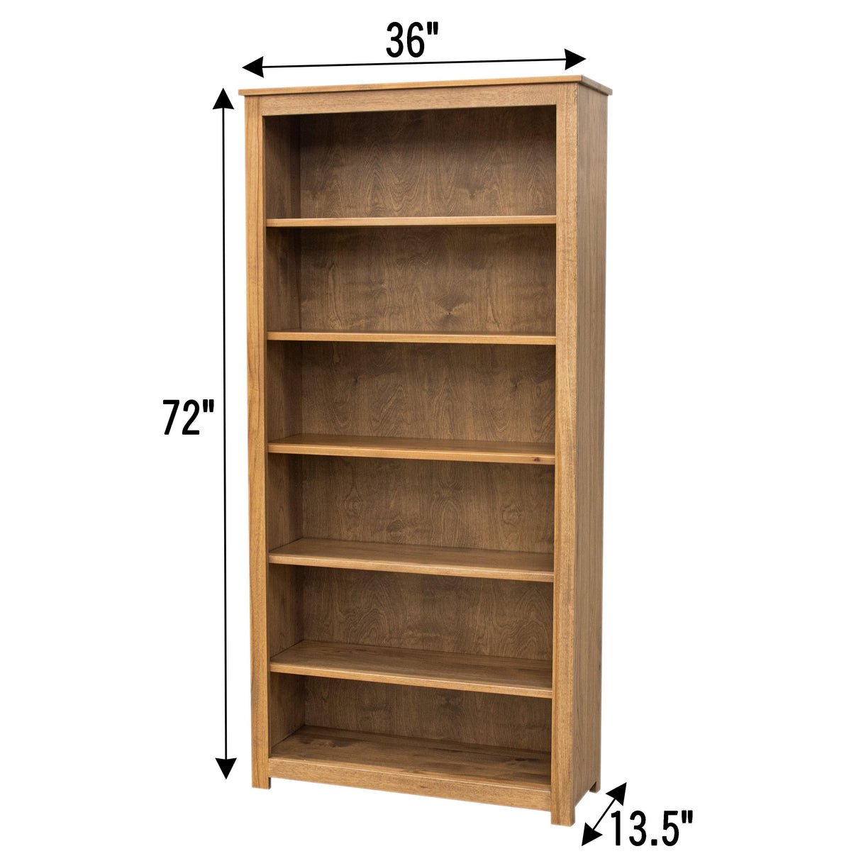 Straight Shaker Solid Hickory Wood 72" Bookcase | WB