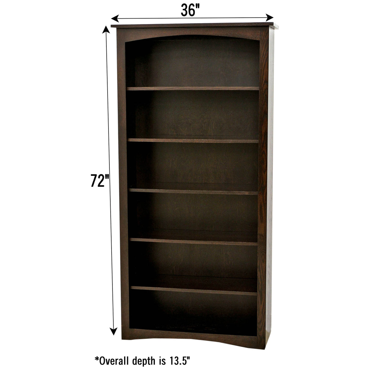Shaker Solid Walnut Wood 72" Bookcase | CO