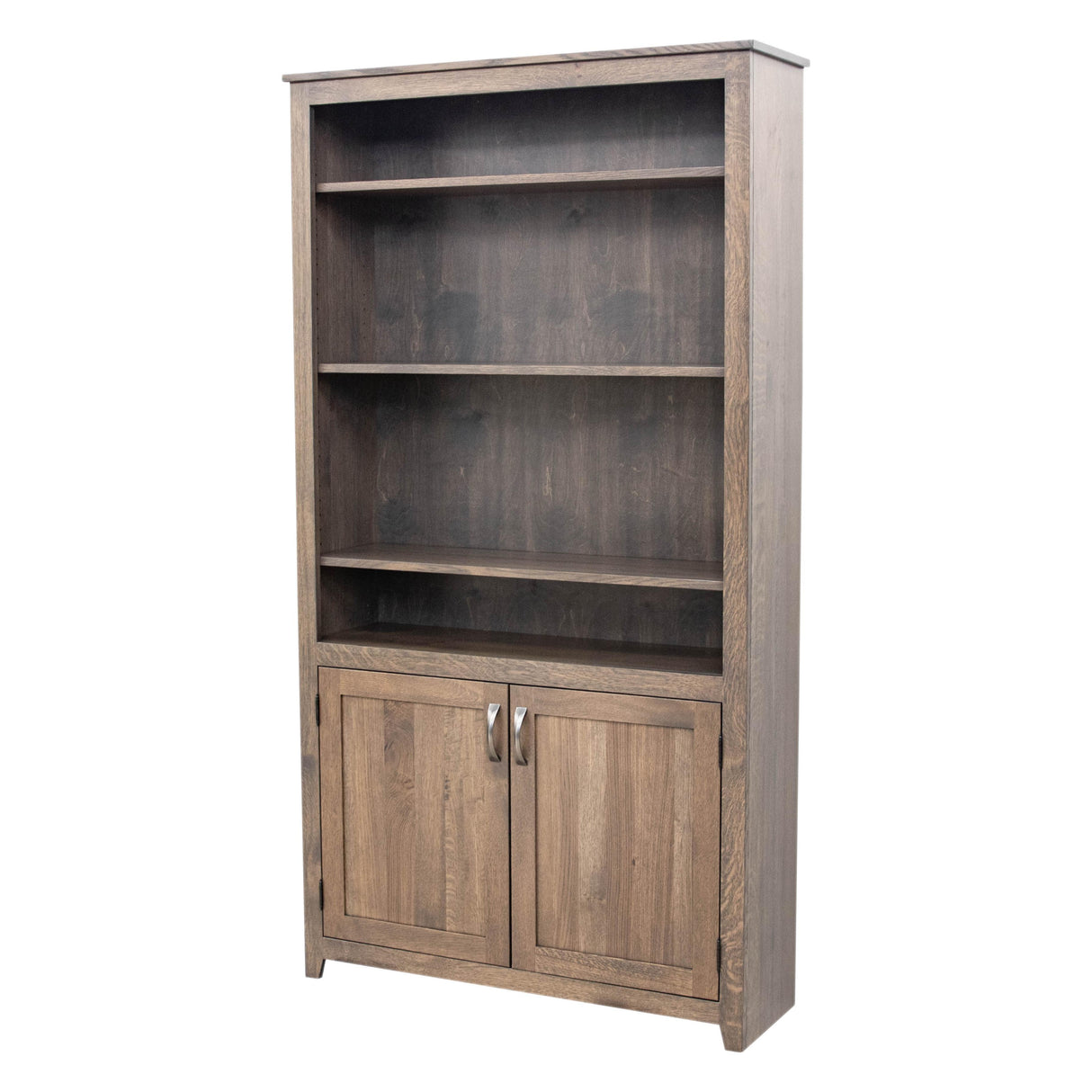 Straight Shaker Solid Quarter Sawn White Oak Wood 72" Bookcase with Doors | SB