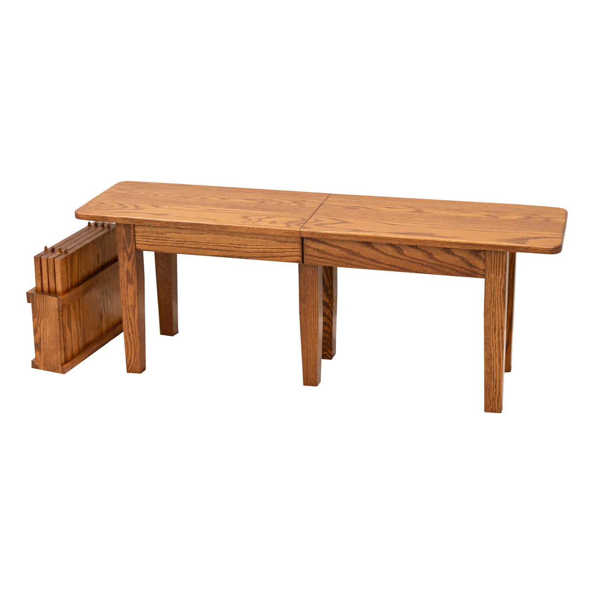 Shaker Leg Oak Wood Expandable Dining Bench | MC