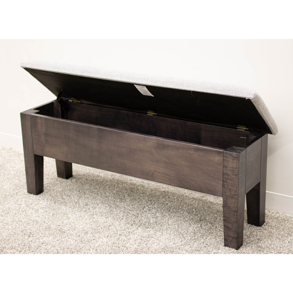 48" Maple Wood Upholstered Shaker Heavy Leg Bench with Storage | GS