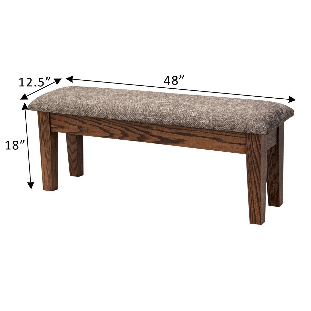 48" Oak Wood Shaker Heavy Leg Bench | ASB