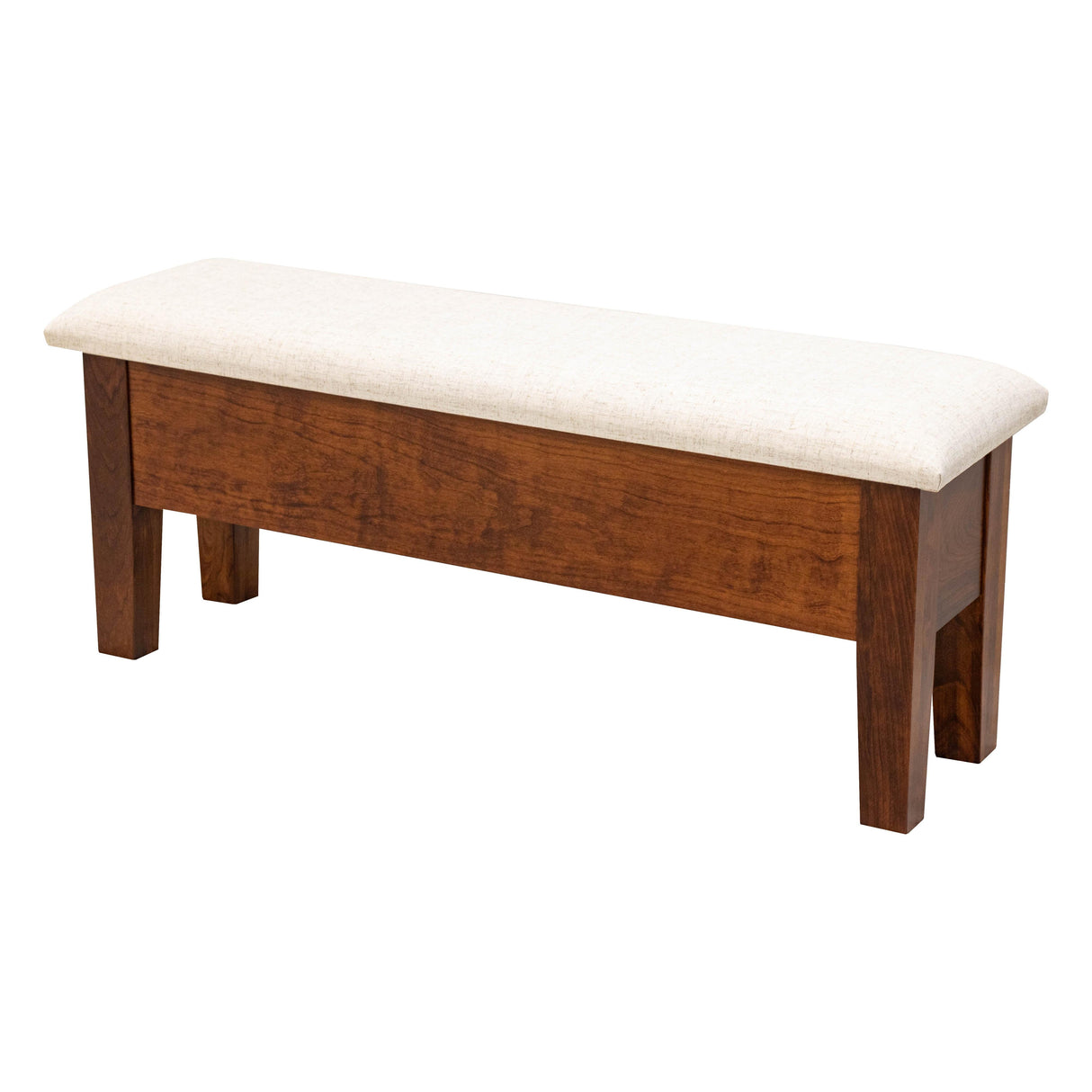 48" Cherry Wood Upholstered Shaker Heavy Leg Bench with Storage | MC