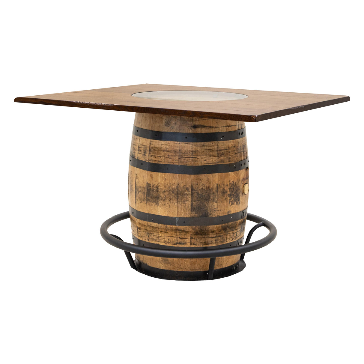 Rectangle Whiskey Quarter Sawn White Oak Wood Single Barrel Pub Table | GB