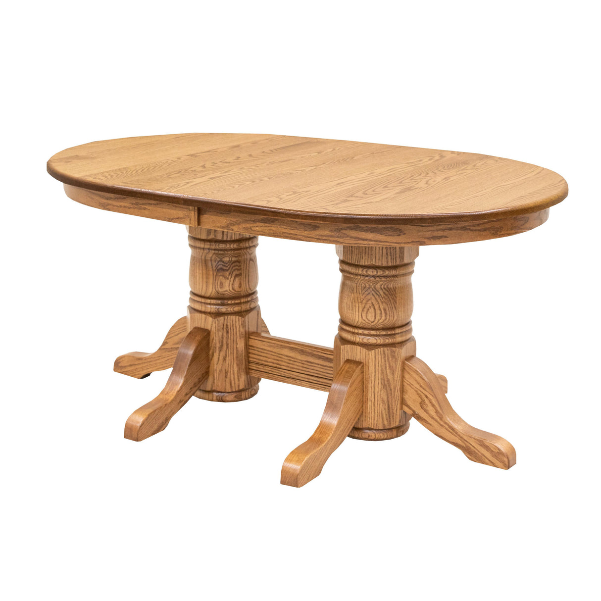 Traditional Double Pedestal Oak Wood Extending Dining Table | S-14