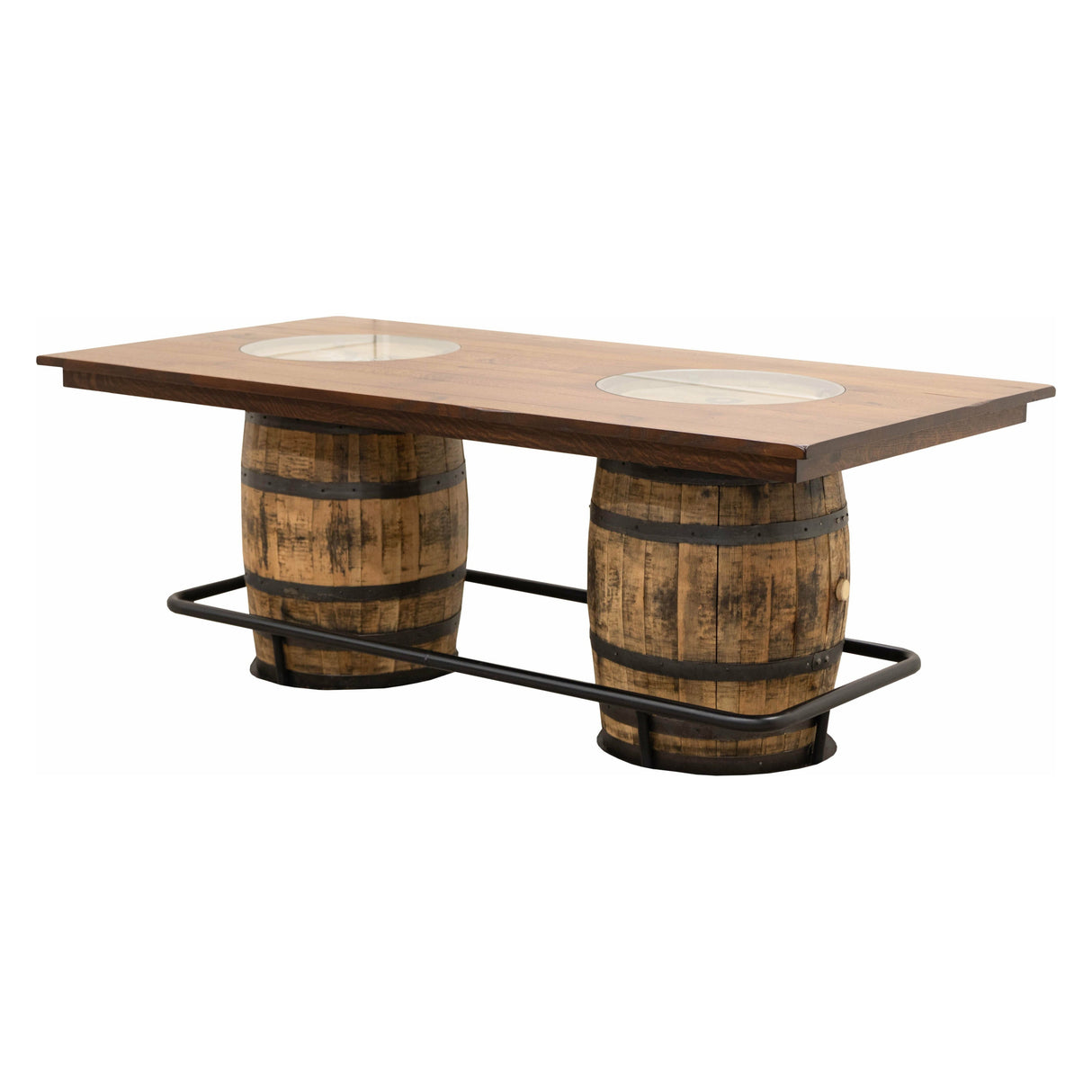 Whiskey Quarter Sawn White Oak Wood Double Barrel Pub Table | GB