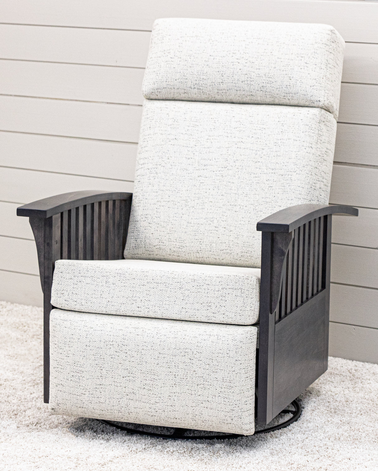 Mission White Swivel Glider Recliner with Wood Arms | 22-63