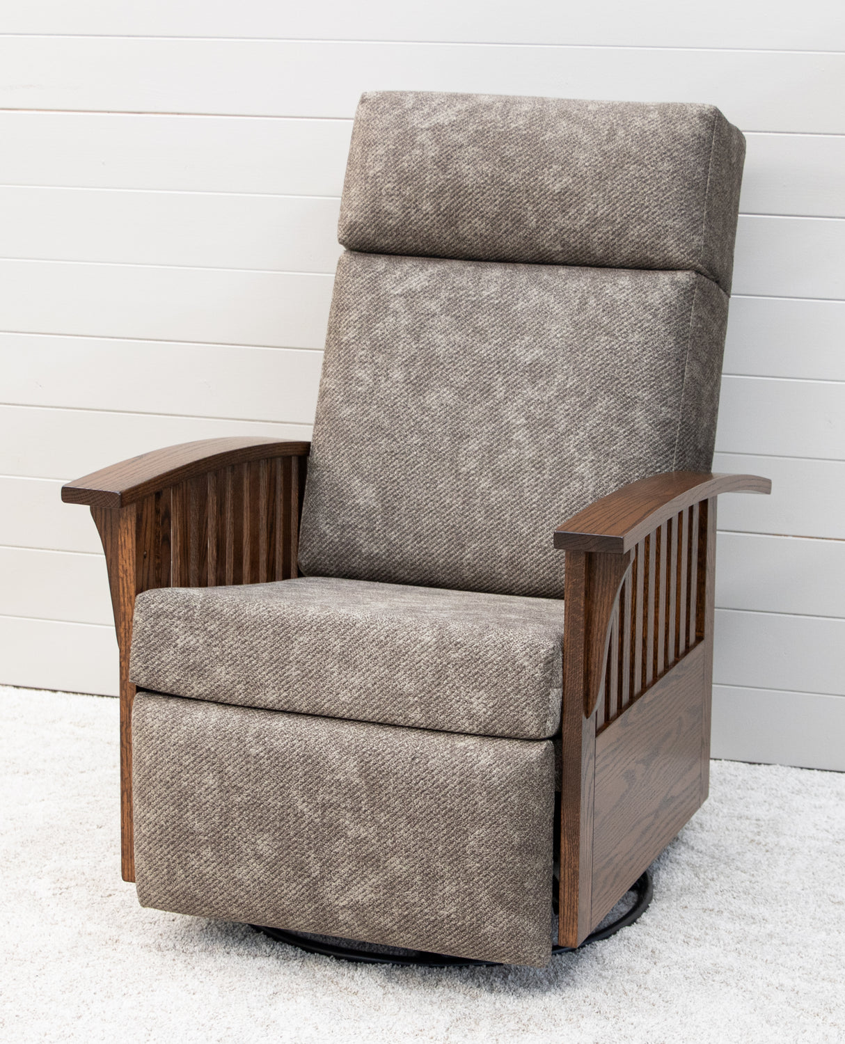 Mission Swivel Glider Recliner with Wood Arms