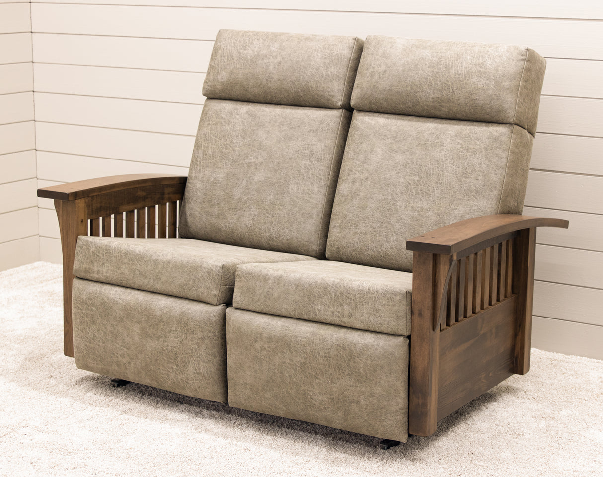 Mission Reclining Loveseat with Wood Arms | 22-61