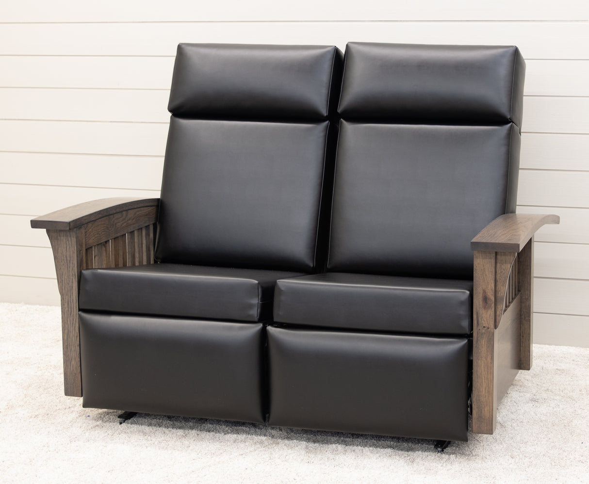Mission Reclining Loveseat with Wood Arms