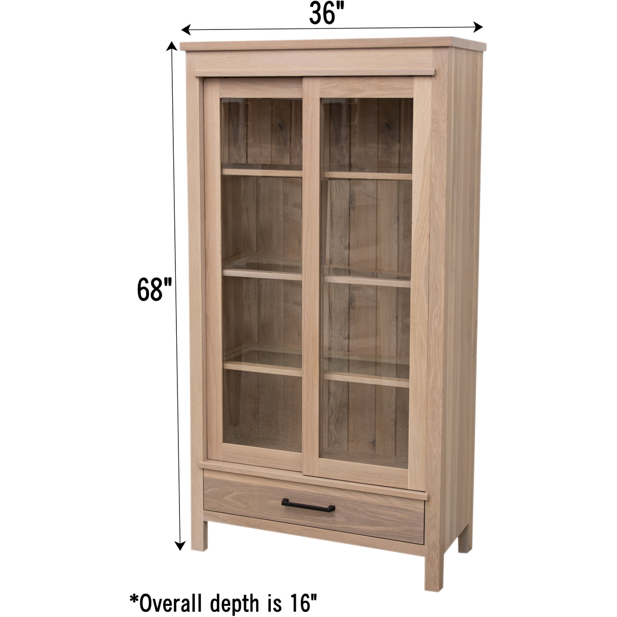 Aberdeen White Oak Glass Display Curio Cabinet | SW