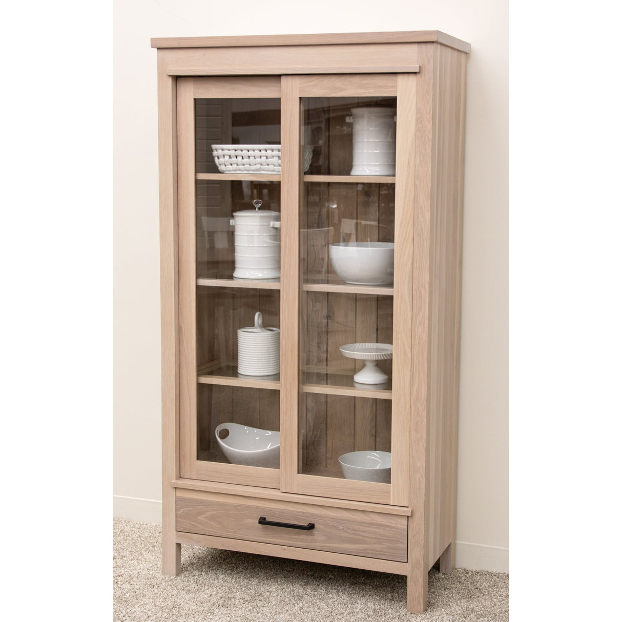 Aberdeen White Oak Glass Display Curio Cabinet | SW