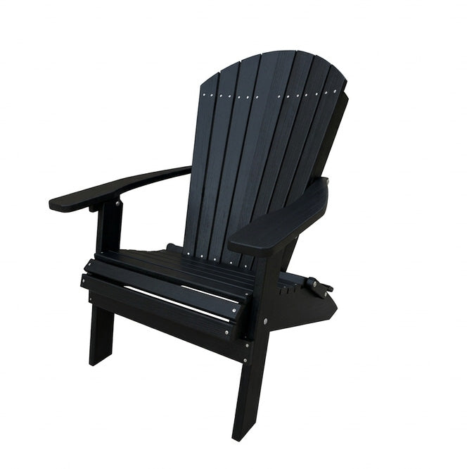 Adirondack Outdoor Poly Folding Lounge Chair - Black