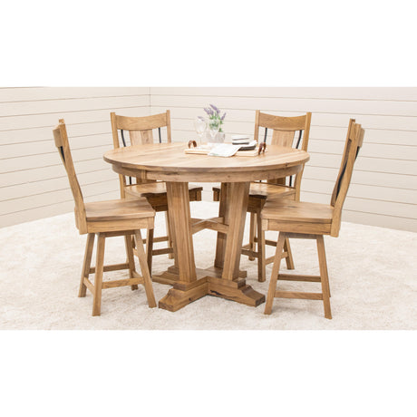 Alberta Hickory Wood Round Extending Pub Table | WB