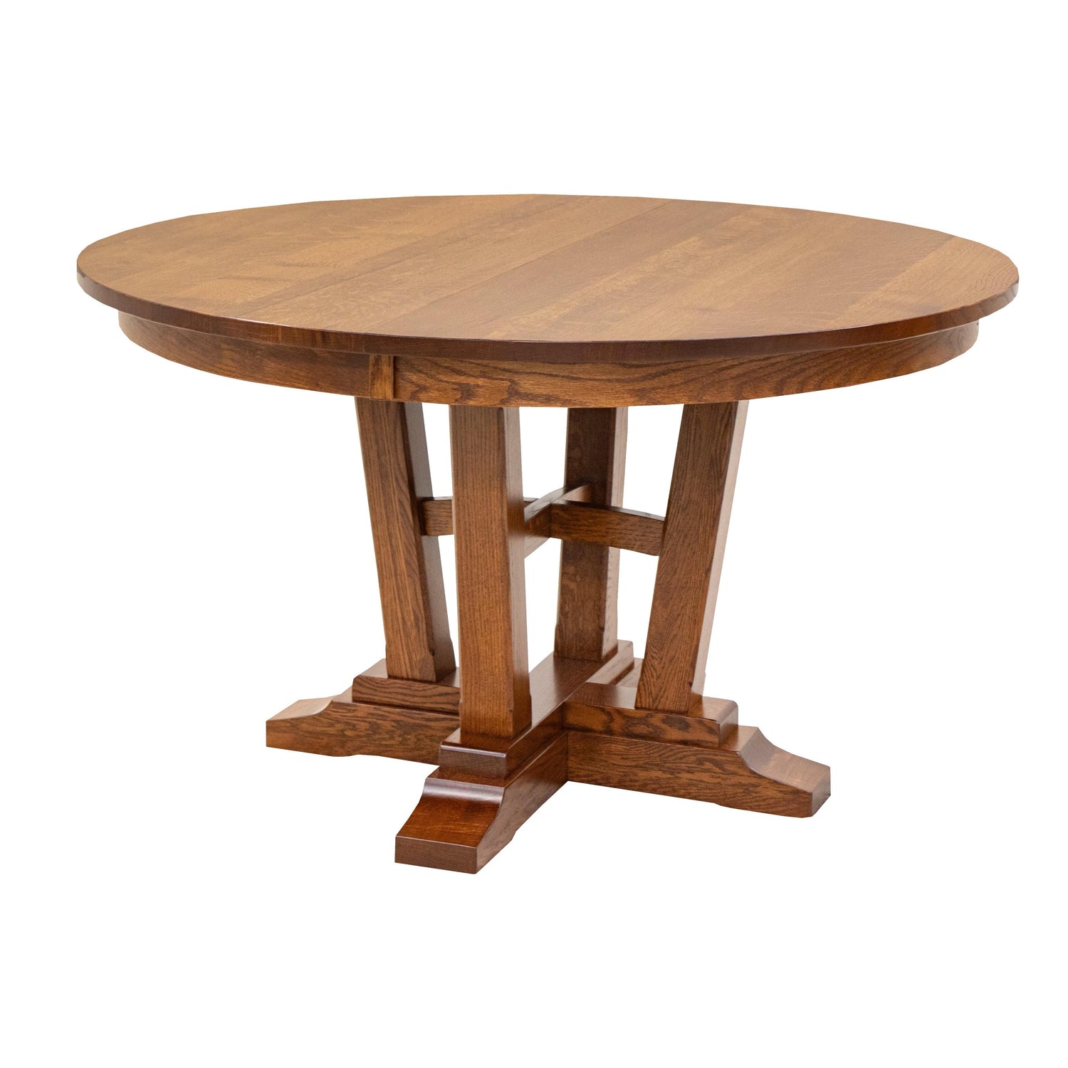 Alberta Quarter Sawn White Oak Wood Round Extending Dining Table | MC