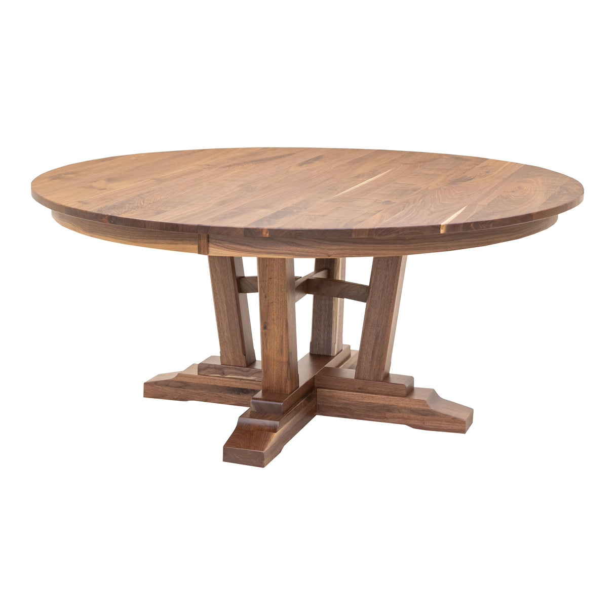 Alberta Walnut Wood Round Extending Dining Table | NAT