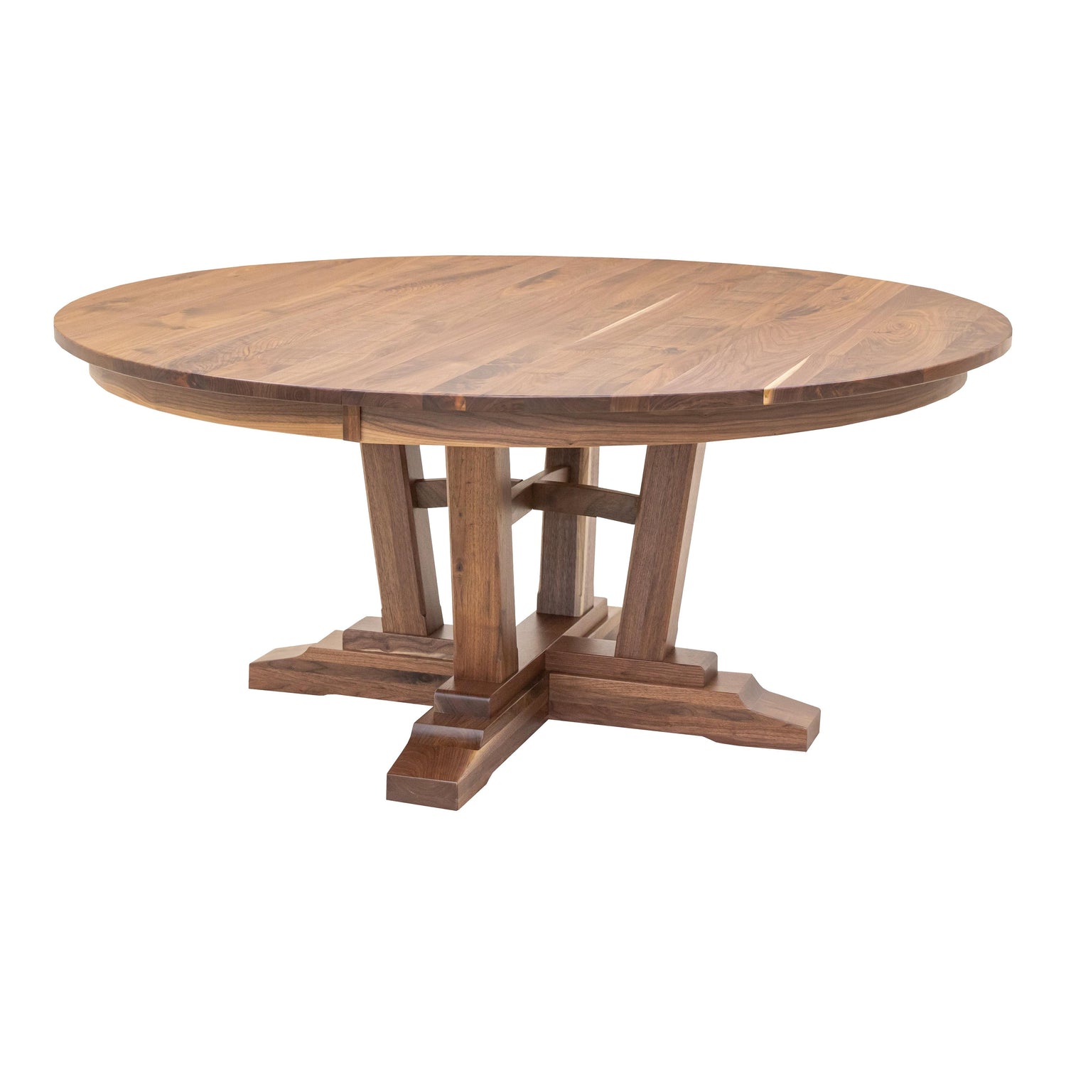 Alberta Walnut Wood Round Extending Dining Table | NAT