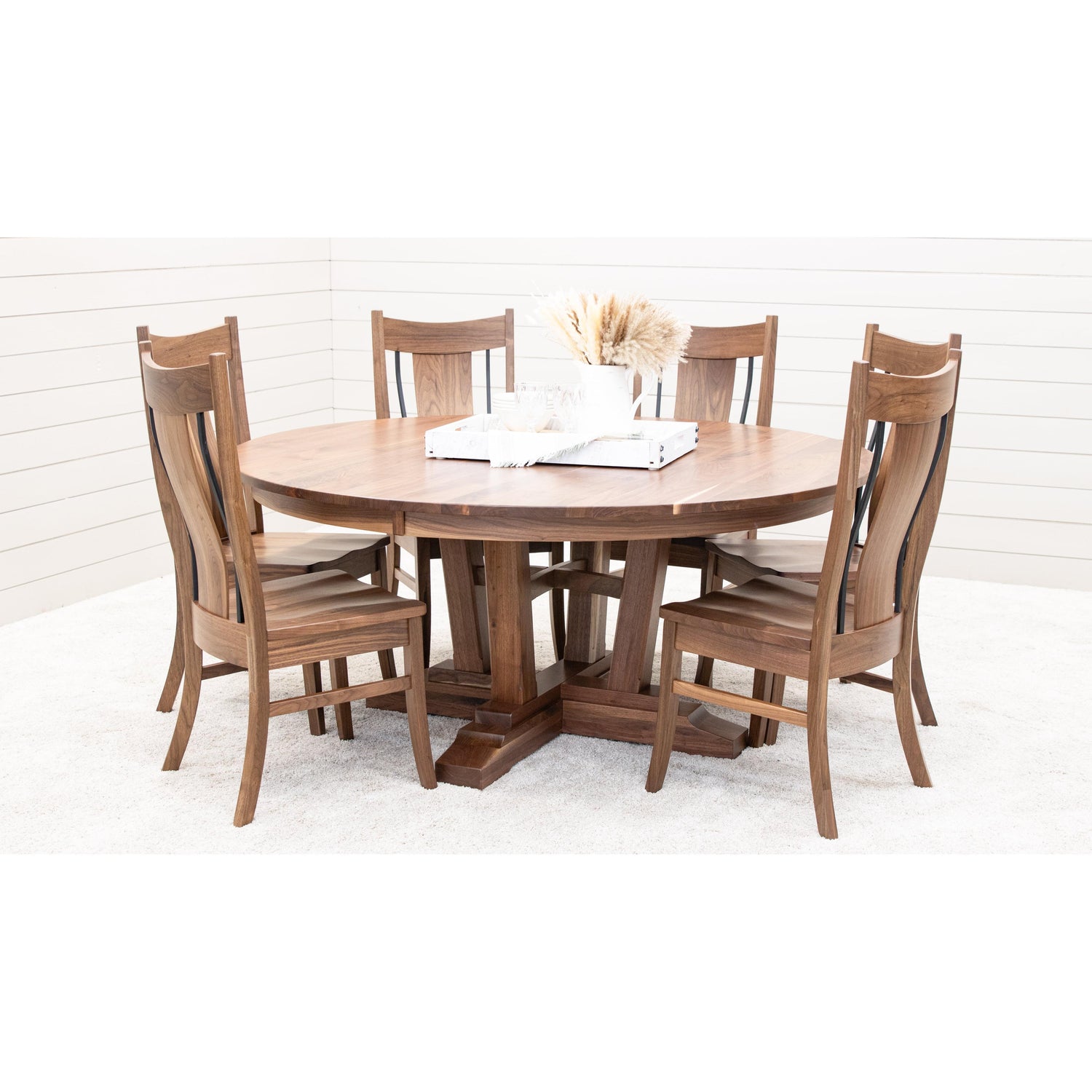 Alberta Walnut Wood Round Extending Dining Table | NAT