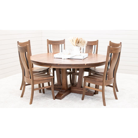 Alberta Walnut Wood Round Extending Dining Table | NAT