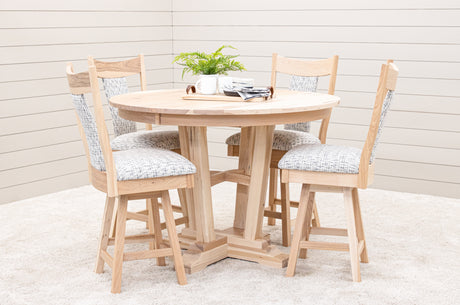 Alberta Hickory Wood Round Extending Pub Table | SW