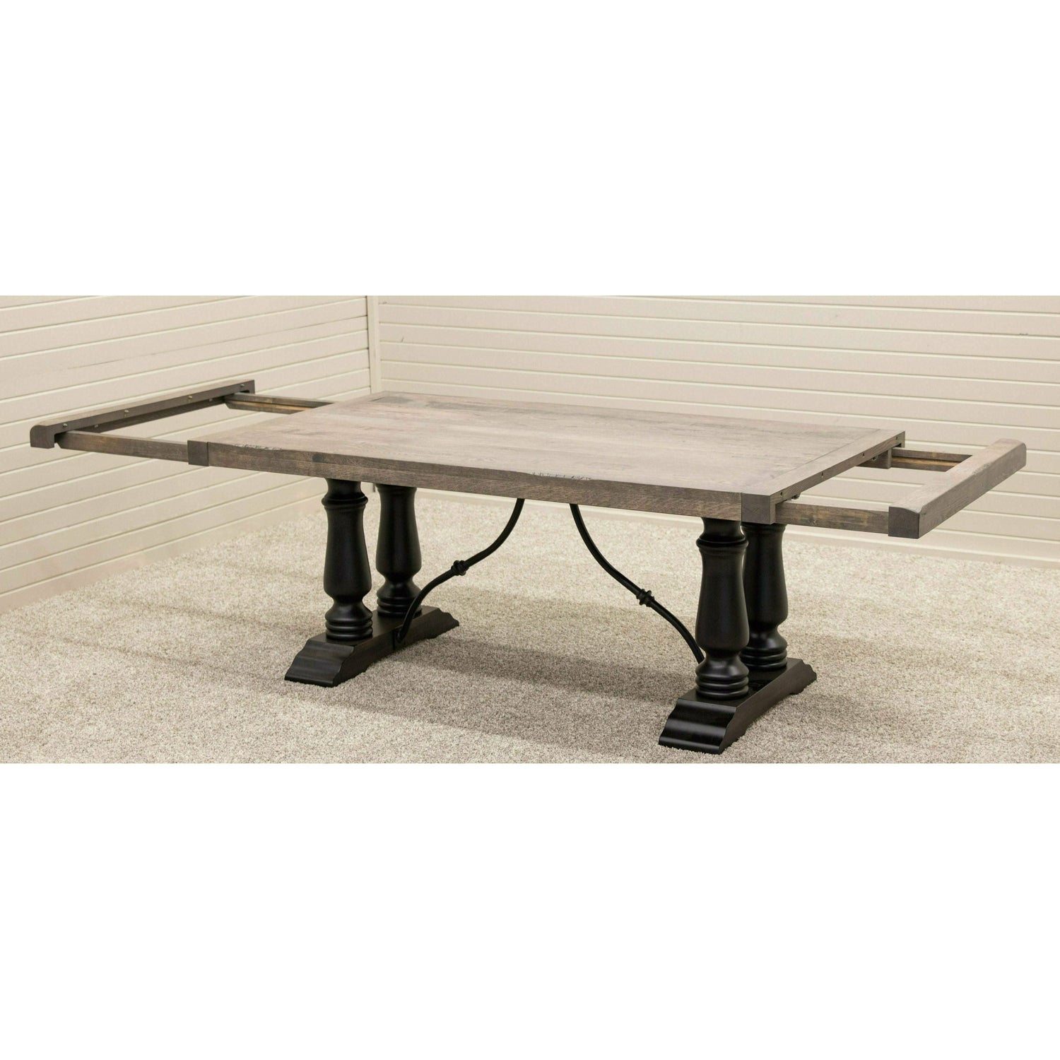 Alexandria Black & Wood Extending Dining Table with Built-Down Top | M-DK&RWO-GRB