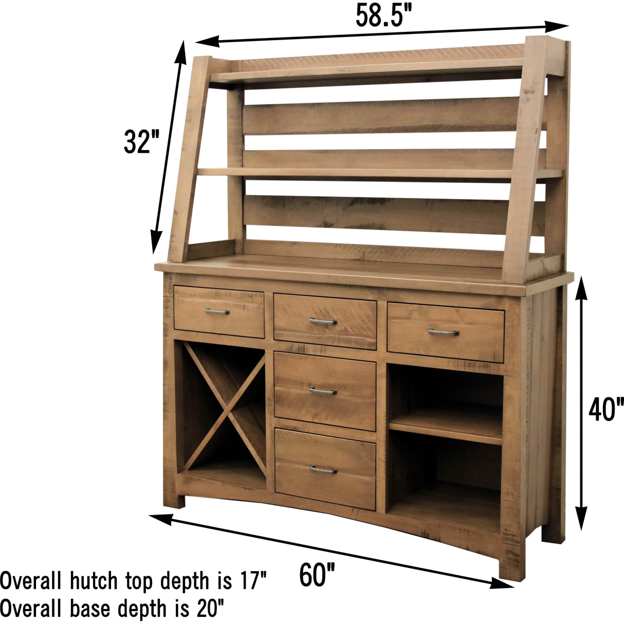Alexandria Maple Wood Wine Buffet with Hutch Top | DCD