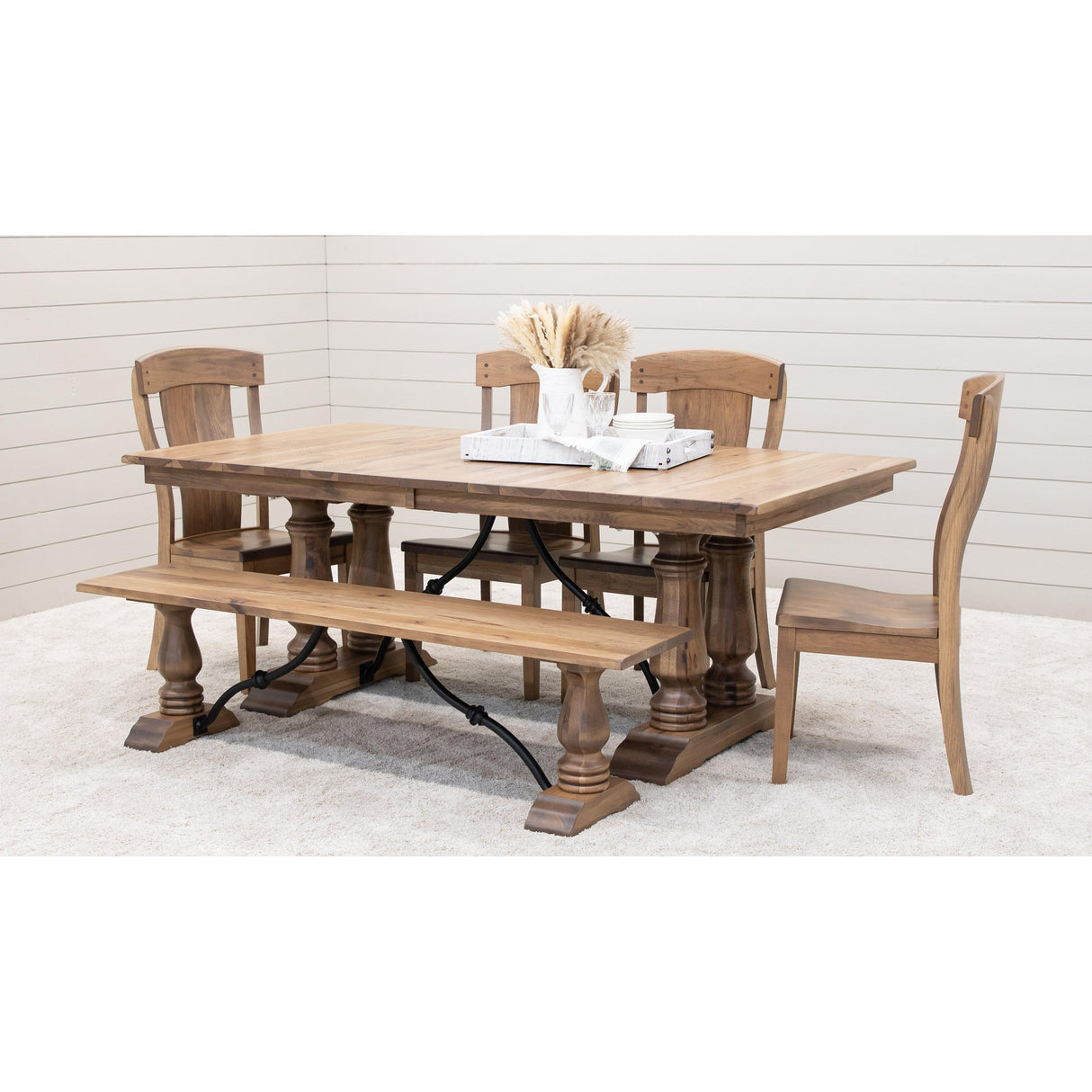 Alexandria Hickory Wood Dining Bench | WB