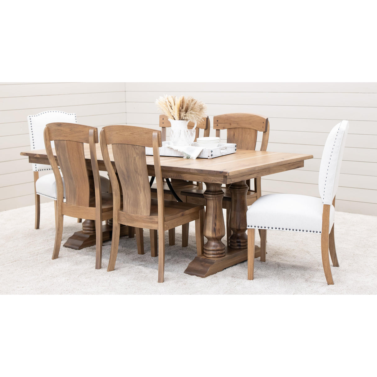 Alexandria Hickory Wood Extending Dining Table | WB